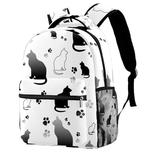 Sac à dos d'école grand volume filles et garçons motif chat 40cm