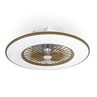 Noaton® Vega11056GR Ventilateur de plafond avec lumière, télécommande, gradation LED 44 W, 3 températures de couleur réglables, minuteur, flux d'air jusqu''à 61 m3/min, 56cm gris, Enceinte Bluetooth