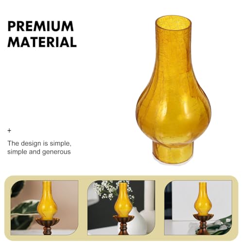 Angoily Oil Lamp Shade Glass Kerosene Lampshade Replacement Tall Clear Glass Oil Lamp Chimney Covers Crimped Top Hooded Candle Holder Glass Chimney Lamp Shade for Vintage Chamber Lamp