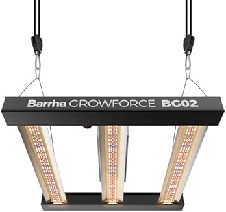 Barrina GrowForce BG02 3 x 3 LED Grow Light, 200W Full Spectrum with Dual Blue & FIR, High PPFD, Dimmable, Hanging Grow Lights for Indoor Plants 4 x 4 Coverage, 60° Lens for Uniform Illumination, ETL