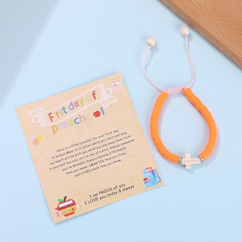 Image of First Day of Preschool Bracelet Back to School Gifts for Kindergarten / Preschool / School Gift Mama and Mini Adjustable Mother Daughter Bracelets as Supplies for Girls to Relieve Study Anxiety