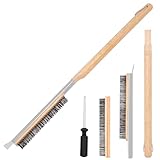 22'' Pizza Oven Brush with Stone Scraper, Includes 2 Brush Heads and Screwdriver, Works with Ooni Pizza Oven, Heat-Resistant Stainless-Steel 2-in-1 Pizza Stone Brush, Pizza Oven Brush and Accessories