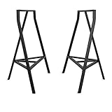 Sturdy Crosscut Trestle Table Legs,28 Inch Perfect for Home Office Desk, Work Station or Table,Pack of 2 (Black with Storage)