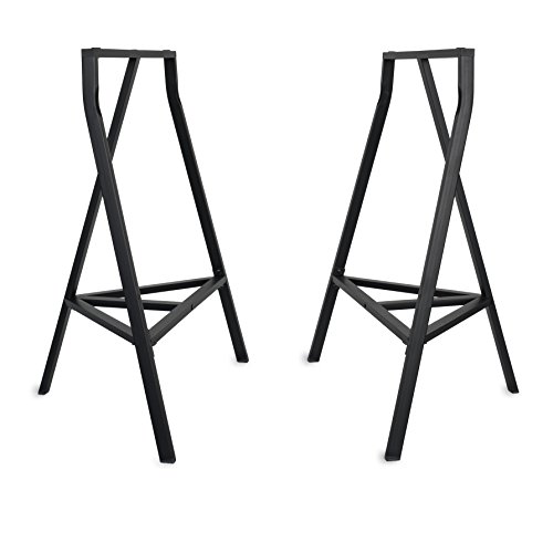 Sturdy Crosscut Trestle Table Legs,28 Inch Perfect for Home Office Desk, Work Station or Table,Pack of 2 (Black with Storage)