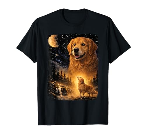 Vintage 90s Golden Retriever Howling at The Moon Dog Lover T-Shirt