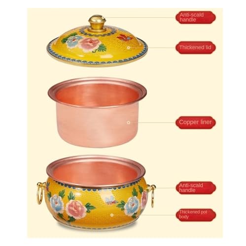 Olla caliente de cobre para hotpot 14x15.5 cm amarilla miniatura 6
