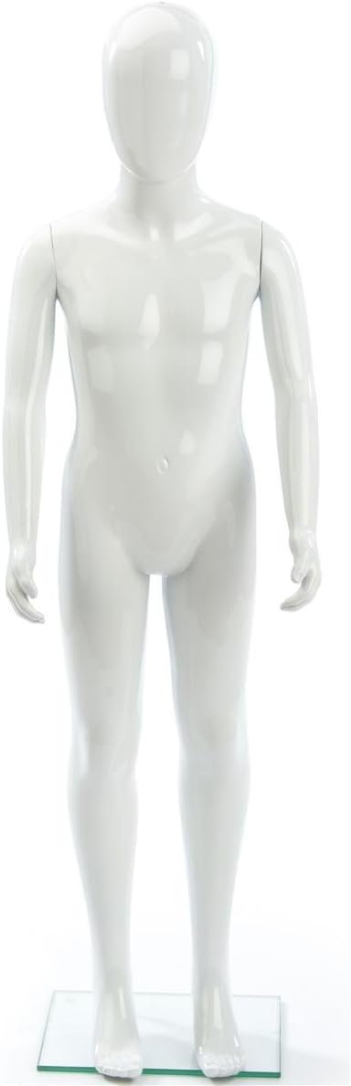 Displays2go Glossy White Polypropylene Child Youth Mannequin Form, 51-Inch