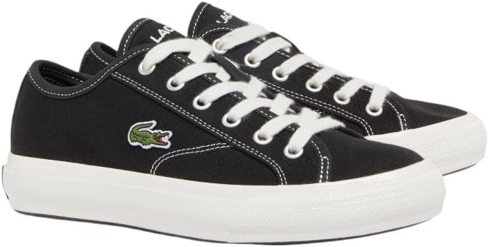 Lacoste Women's Backcourt Sneaker, Black/Off White, 8.5