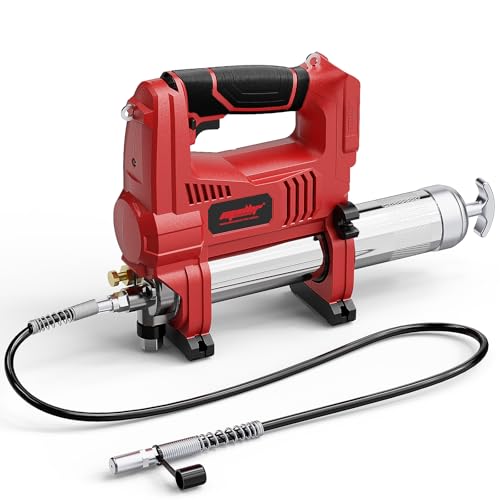 Brushless Power Grease Gun Compatible with Milwaukee 18V Battery (Tool ONLY) 10 000 PSI 5 Variable Speed 30 Hose 14OZ Capacity for Bulk & Cartridge Grease Safety Lock LED Low-Voltage Protection