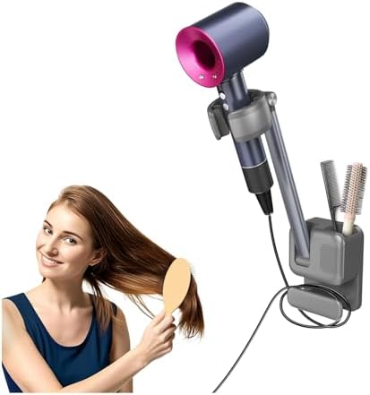 Hands Free Hair Dryer Holder Wall Mount, Adjustable Bathroom Blow...