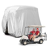 [Material]Golf Cart Cover verwenden die hohe Menge 210D Oxford-Stoffmaterial Polyester, reißen-beständig und UV-beständig. Mit PU-Wasser beschichtet-Proof-Schicht im Inneren, um das gesamte Wasser zu verbessern-Widerstand.