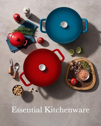Dutch Oven Pot with Lid, 6QT Enameled Cast Iron Dutch Oven for Sourdough Bread Baking, Braising & Roasting, Dual Handle, 500℉ Oven Safe, All Cooktops Compatible, Cerise — view 3