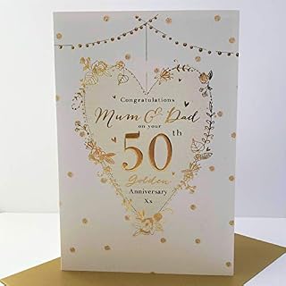 For A Special Mum & Dad On Your Golden 50th Wedding Anniversary Card icg - Champagne Design