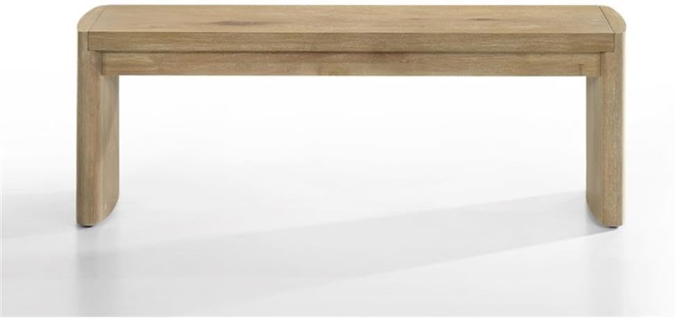 Pemberly Row Modern Wooden Dining Bench, 50.5" Wide, Oak Finish, Rubberwood and MDF Construction, Seats 2, Rounded Edges, Natural Wood Grain, Sleek Versatile Seating for Kitchen, Hallway or Bedroom