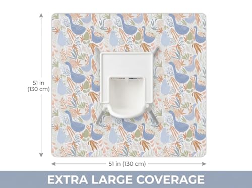 Image of Splat Mat for Under High Chair, Waterproof Washable High Chair Floor Mat | 51 inchx51 inch Reusable Splash Mat, Non-slip Backing, Wipeable Floor Protector and Food Mat for Baby Meals, BLW, Crafts, Play