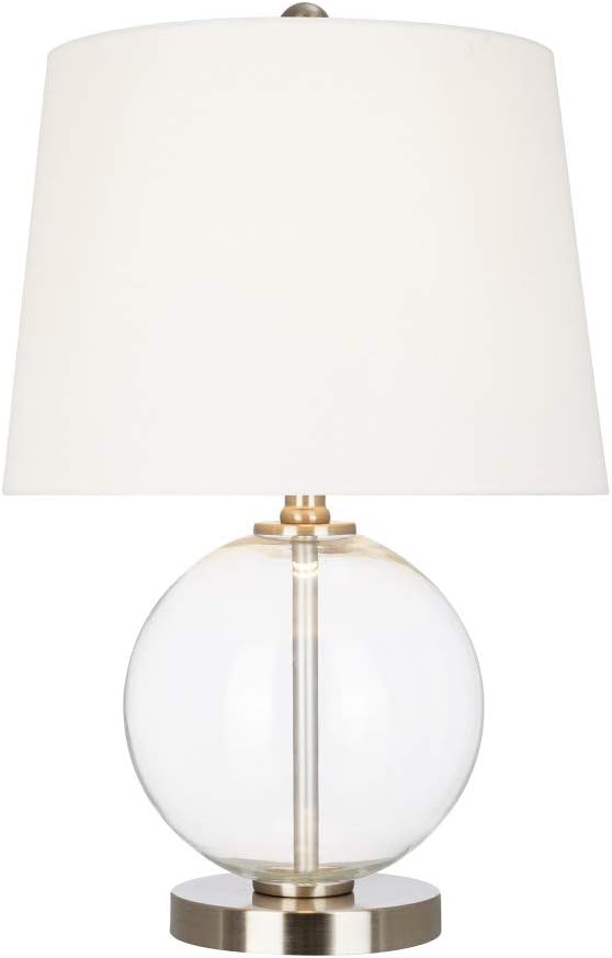 🔥 Flash Sale Amazon Brand – Ravenna Home Contemporary Round Glass Table Lamp, LED Bulb Included, 20.25H, Clear