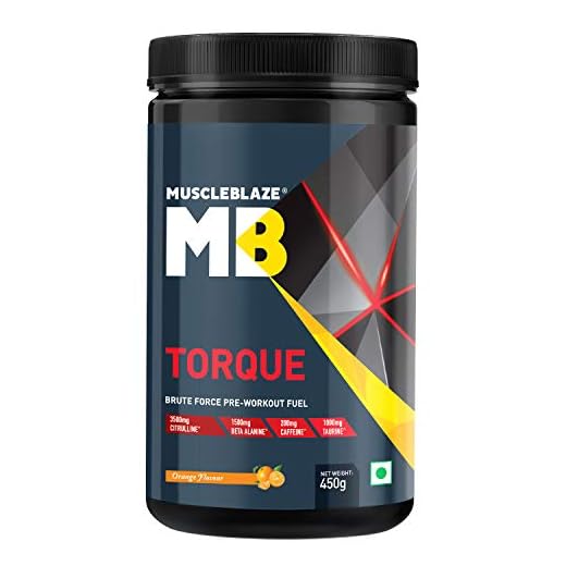MuscleBlaze Torque Pre-Workout, 1.1 lb Orange (Orange, 450 g)
