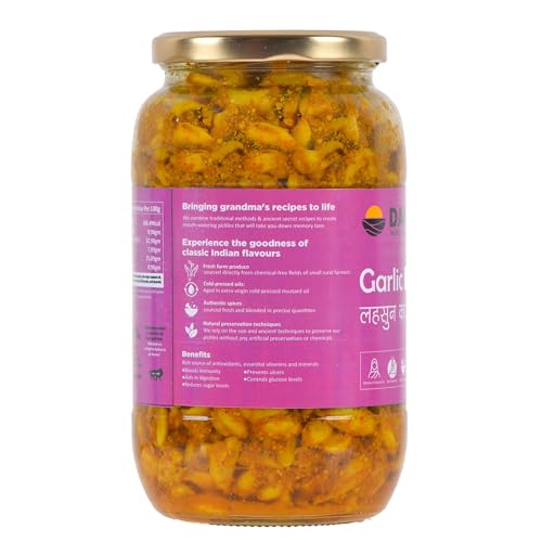 Image of Daichi - Garlic Pickle | Crafted with love by women artisans | Sun cured | Cold-pressed mustard oil | In-house spices | No Preservatives 1kg (Pack of 2)
