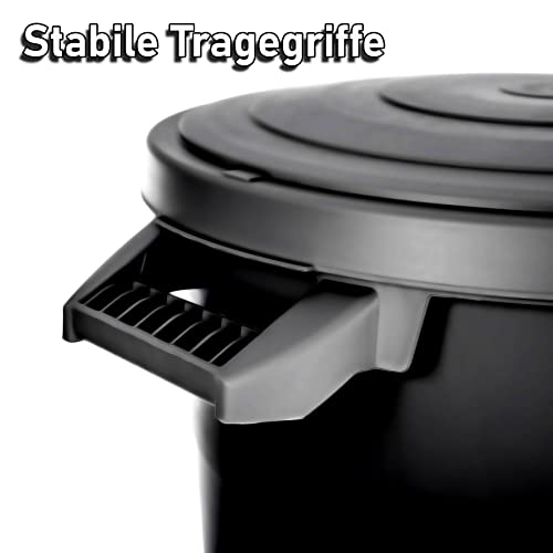 BigDean wetterfeste Universaltonne mit Deckel und 2 stabilen Tragegriffen 80 Liter SCHWARZ - Regentonne Mülleimer - Indoor und Outdoor geeignet - Made in Europe