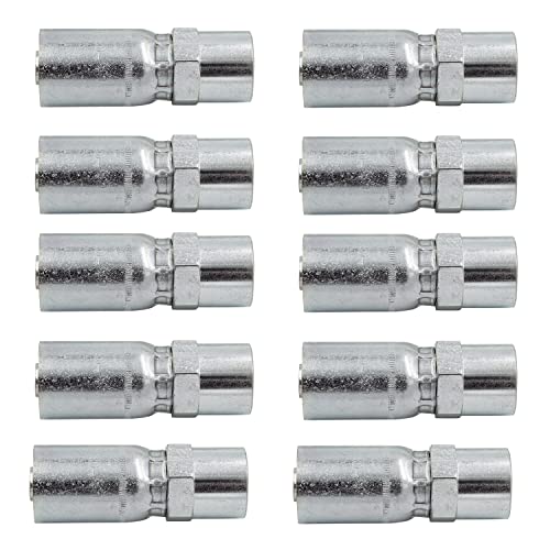 Image of (10-Pack) 1 /2 inch Hose x 1 /2 inch NPTF Female Pipe Rigid Hydraulic Hose End Crimp Fittings | FP-08-08