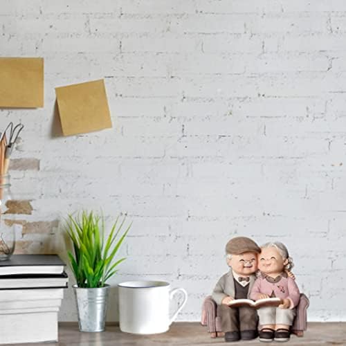 Elderly Couple Figurine Decorative Resin Grandparents Statue Sculpture for Wedding