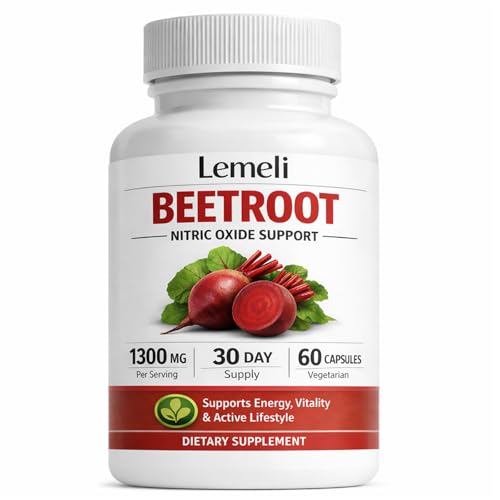 Lemeli Beetroot Capsules 1300mg Per Serving, Plant-Based Beet Root Extract Supplement, Antioxidant-Rich Superfood Formula, Daily Energy & Active Lifestyle Support, 60 Capsules (1)