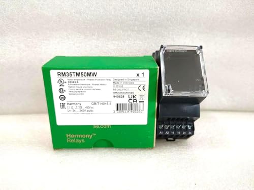 RM35TM50MW,Three-phase motor temperature control relay,phase sequence and fault monitoring,using PTC probe to measure motor temperature,208...480VAC,15...3100 Ohm,Original packaging,in stock,ship now.