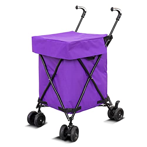 CSTAL Carrello Per La Spesa Pieghevole Per Supermercati in 3 Secondi, Veicolo Per La Biancheria Portatile Per Riporre Gli Asciugamani, Carrello Per La Pulizia Del Servizio in Camera Dell'hotel,Viola