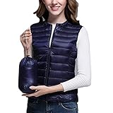 DAIHAN Mujer Chaleco Acolchado sin Mangas - Invierno Plumas Ligero Fino Chaquetas Corto Slim Fit Chaqueta de Plumas Ultralight Plegable Portátil,XXL