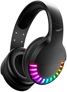 Wireless Bluetooth Headset Over Ear, Hi-Fi Stereo 5.1 channel, RGB LED Horse Race Backlit, 1000 mAh Rechargeable Lightweight Gaming Headset With Microphone, for PC/Ipad- Black