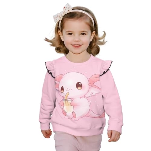 Xhuibop Toddler Sweatshirt Ruffle Long Sleeve Shirts for Girls 1-8Y Cute Graphic Tees Tops