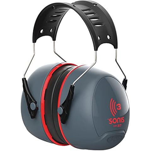 JSP Orejeras Sonis 3 con diadema sobremoldeada copa gris oscuro/rojo brillante Cover