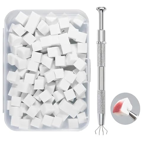 Szczotka z gąbką do paznokci, 100 szt. gąbek do paznokci do ombre z metalowym chwytakiem, szczotka do paznokci ombre, narzędzia artystyczne, gąbka, gradientowe paznokcie, akcesoria do projektowania
