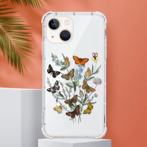 Coque compatible avec iPhone 15 transparente antichoc motif papillon