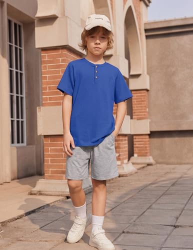 Image of Arshiner Boy's Textured Button Up Shirt and Shorts Set 2 Piece Summer Beach Outfit for 5~12 Years Kids