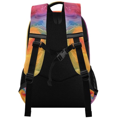 ALAZA Swirl Tie Dye Rainbow Color Backpack Purse for Women Men Personalized Laptop Notebook Tablet Bag Stylish Casual Daypack, 13 14 15.6 inch2
