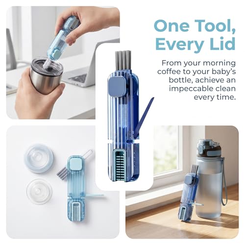 Image of 2Pcs 4 in 1 Cup Lid Gap Cleaning Brush Set,Multifunctional Crevice Cleaning Brush for Bottle,Multipurpose Bottle Cleaner with Compact Design Tiny Silicone Cup Holder Cleaner Tool,Kitchen Gadgets