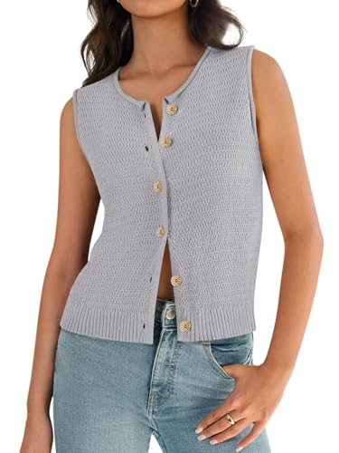 Image of Yousify Womens Sweater Vest 2025 Summer Trendy Sleeveless Knit Button Down Tank Tops Casual Cardigan