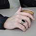 Men’s Stainless Steel Ring with Black Agate Stone – Statement Rings for Men | Durable Mens Jewelry, Anillos para Hombre, Fashion Pinky Ring (1-Engraved, 10)
