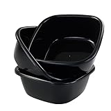Qsbon Dish Pan/Wash Basin 12 Quart, 3 Pack (Black)