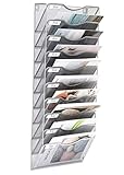 EasyPAG Wall File Holder Organizer Office Hanging File Pocket Metal Magazine Rack 10 Tier,Silver