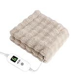 電気毛布 膝掛け 肩掛け 【2025 AI自動温度調整 表面ラビットファー調+裏面フランネル】 掛け 敷き 洗える 12時間タイマー付 6段階温度調整可 電気ブランケット 省エネ 自動オフ PSE認証済 速暖 厚手 ダニ退治 120×60cm