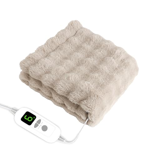 電気毛布 膝掛け 肩掛け 【2025 AI自動温度調整 表面ラビットファー調＋裏面フランネル】 掛け 敷き 洗える 12時間タイマー付 6段階温度調整可 電気ブランケット 省エネ 自動オフ PSE認証済 速暖 厚手 ダニ退治 120×60cm