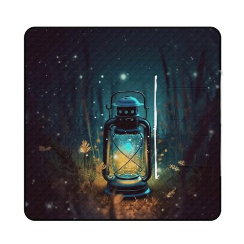 FekiLoot Fireflies and Lantern Picnic Blanket with Zipper Water Resistant