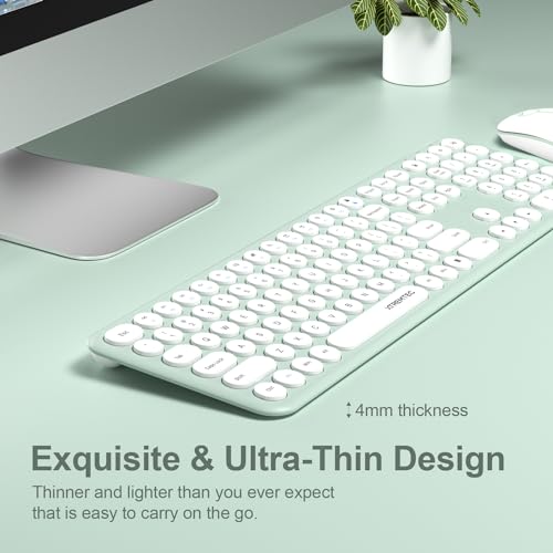 Teclado y mouse inalámbricos de diseño retro para PC y Mac 4