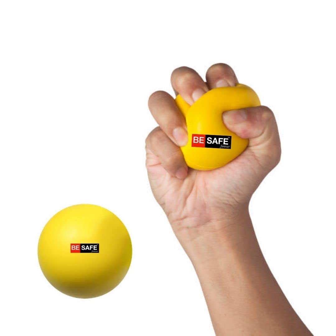 BESAFE Forever Physiotherapy Hand Exercise Soft Stress Ball for Stress Relief, Finger Wrist Hand Strengthener Arthritis Grip Squishy Toys Balls, Squeeze Ball, Yellow, Pack of 2