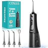 COSLUS Munddusche Elektrische Kabellos Testsieger 2026: 3 Modi und 6 Druckeinstellungen - 300ML irrigator zähne für Oral Health Enthusiasten Benutzer mit empfindlichem Zahnfleisch - Kompakt für Reisen