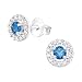 Laimons Pendientes para mujer con placa brillante con circonita azul, 6 mm, de plata de ley 925