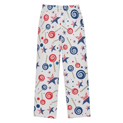 Lollipop and Star Boys Long Pants Soft Trousers Elastic Waist Kids Lounge Bottoms with Pockets S-XL