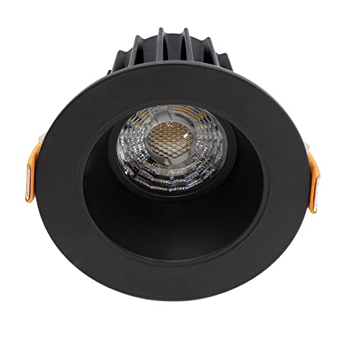 Maxxima 2 In. Ultra-Thin Recessed Anti-Glare Led Downlight - Canless Ic Rated, 550 Lumens, 5 Color Temperature Selectable 2700K/3000K/3500K/4000K/5000K, Dimmable, Round Black Trim, 90 Cri, J-Box Incl #TOP5